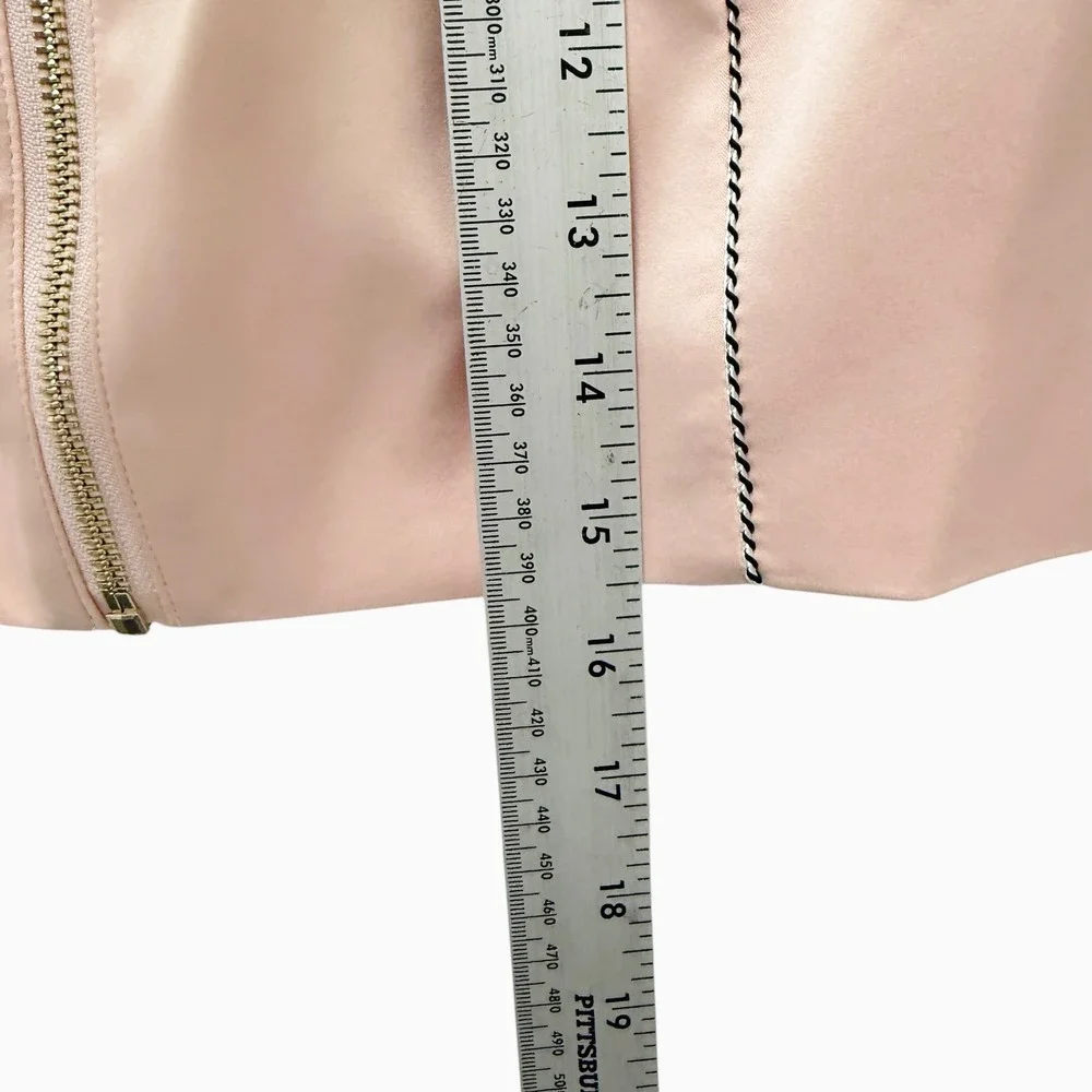 House of‎ CB Tacia Pink Satin Cropped Bomber Jacket and Mini Skirt Set XS